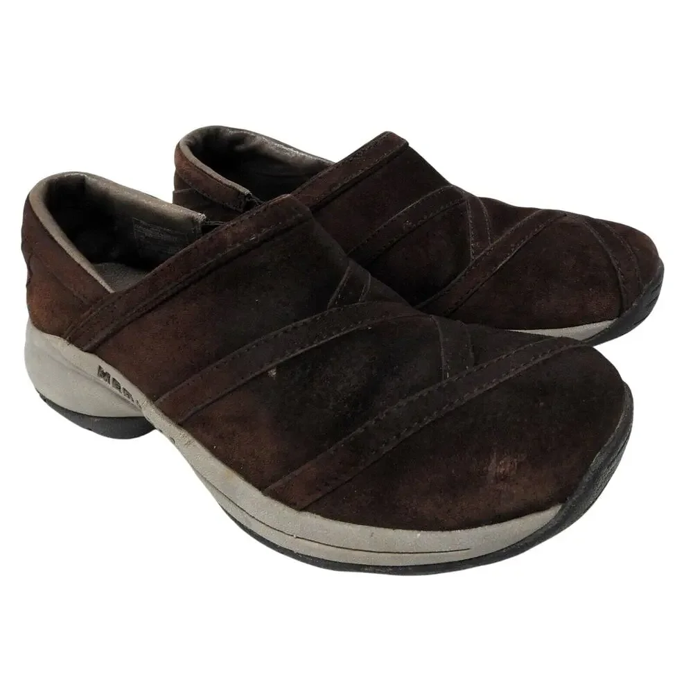 Merrell womens size 7 Primo patch chestnut brown suede loafers